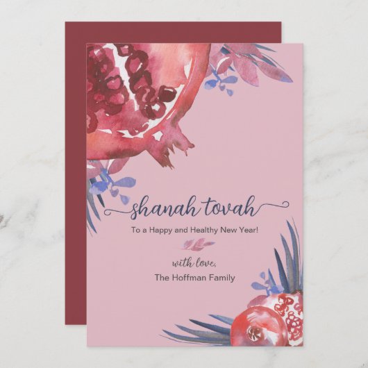 Rosh Hashanah Pomegranate Jwish New Year Card Kaart (Voorkant / Achterkant)