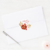Rosh Hashanah Red Gold Pomegranate Waterverf Ronde Sticker (Envelop)