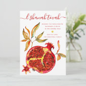 Rosh Hashanah Red met Gold Waterverf Pomegranate Feestdagenkaart (Staand voorkant)