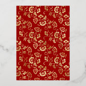 Rosh Hashanah Rood Aquarel Granaatappel Echt Goud Folie Feestdagenkaart (Achterkant)