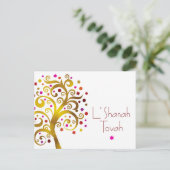 Rosh Hashanah Rood Goud Folie Boom van het Leven M Feestdagenkaart (Staand voorkant)