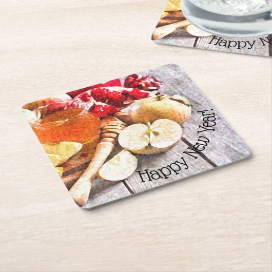 Rosh Hashanah Rustic Apples and Honey New Year Kartonnen Onderzetters (Schuin)
