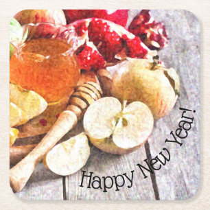 Rosh Hashanah Rustic Apples and Honey New Year Kartonnen Onderzetters