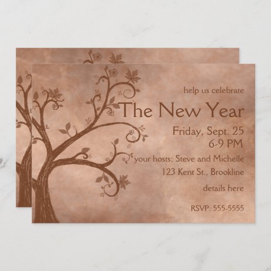 Rosh Hashanah rustieke herfstboom Kaart (Voorkant / Achterkant)