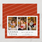 Rosh Hashanah Shana Tova 3 Fotocollage Feestdagenkaart (Voorkant / Achterkant)
