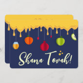 Rosh Hashanah SHANA TOVAH Script Joods Nieuwjaar Feestdagenkaart (Voorkant / Achterkant)