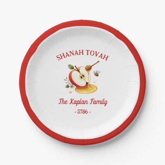 Rosh Hashanah Shanah Tovah Apple Honey Family Papieren Bordje (Voorkant)