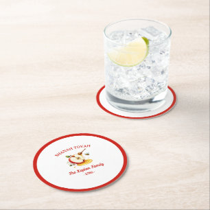 Rosh Hashanah Shanah Tovah Apple Honey Family Ronde Kartonnen Onderzetter