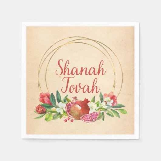 Rosh Hashanah "Shanah Tovah" met Pomegranate Servet (Voorkant)
