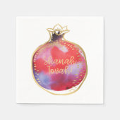 Rosh Hashanah "Shanah Tovah" w. Pomegranate White Servet (Voorkant)
