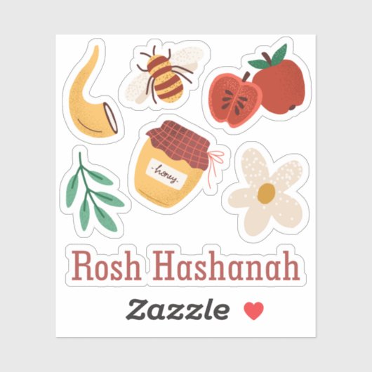 Rosh Hashanah speelse geschilderde traditionele sy Sticker (Vel)