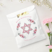 Rosh Hashanah Star van David Pink Flower White Bedankzakje (Gezegeld)