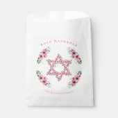 Rosh Hashanah Star van David Pink Flower White Bedankzakje (Voorkant)