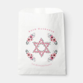 Rosh Hashanah Star van David Pink Flower White Bedankzakje