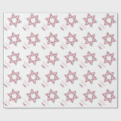 Rosh Hashanah Star van David Pink Flower White Cadeaupapier (Vlak)