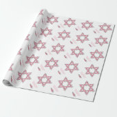 Rosh Hashanah Star van David Pink Flower White Cadeaupapier (Uitgerold)