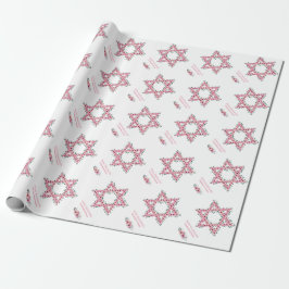 Rosh Hashanah Star van David Pink Flower White Cadeaupapier