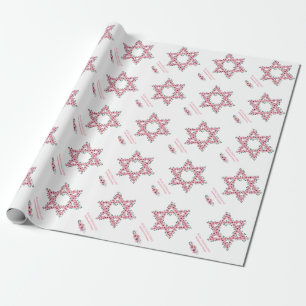 Rosh Hashanah Star van David Pink Flower White Cadeaupapier