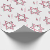 Rosh Hashanah Star van David Pink Flower White Cadeaupapier (Hoek)