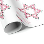 Rosh Hashanah Star van David Pink Flower White Cadeaupapier (Rol Hoek)
