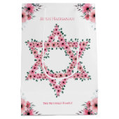 Rosh Hashanah Star van David Pink Flower White Medium Cadeauzakje (Achterkant)