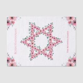 Rosh Hashanah Star van David Pink Flower White Tissuepapier