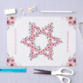 Rosh Hashanah Star van David Pink Flower White Tissuepapier (Craft)