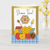 Rosh Hashanah Sweet Fruitful Year Kaart (Gele Bloem)