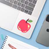 Rosh Hashanah Sweet Fun Red Apple Kiss-cut Vinyl Sticker (Laptop met iPhone)