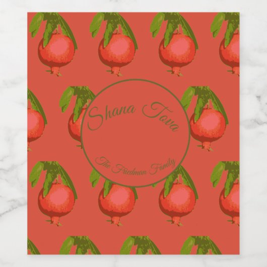 Rosh Hashanah Sweet Pomegranate Jwish nieuwjaar Wijn Etiket (Enkel label)