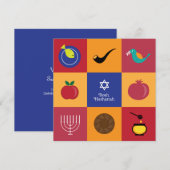 Rosh Hashanah-symbolen plat kaart (Voorkant / Achterkant)
