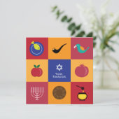 Rosh Hashanah-symbolen plat kaart (Staand voorkant)