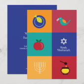Rosh Hashanah-symbolen plat kaart (Voorkant / Achterkant)