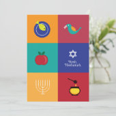 Rosh Hashanah-symbolen plat kaart (Staand voorkant)