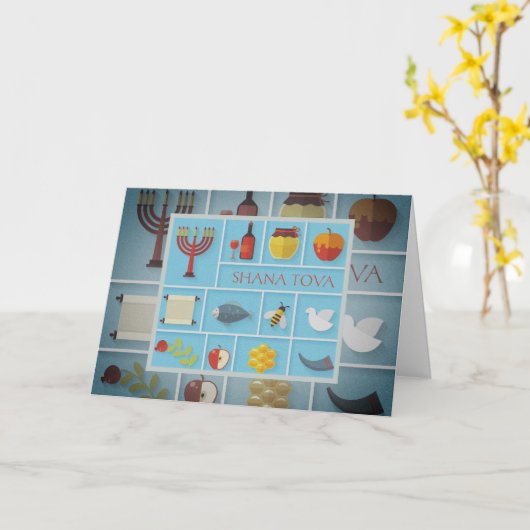 Rosh Hashanah symboliseert mooie begroeting Kaart (Gele Bloem)