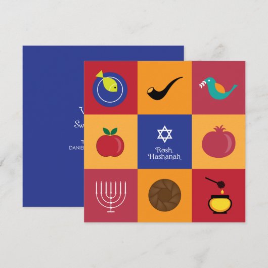 Rosh Hashanah Symbols Flat Kaart (Voorkant / Achterkant)