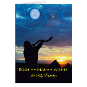 Rosh Hashanah voor Brother, Shofar Horn en Sky
