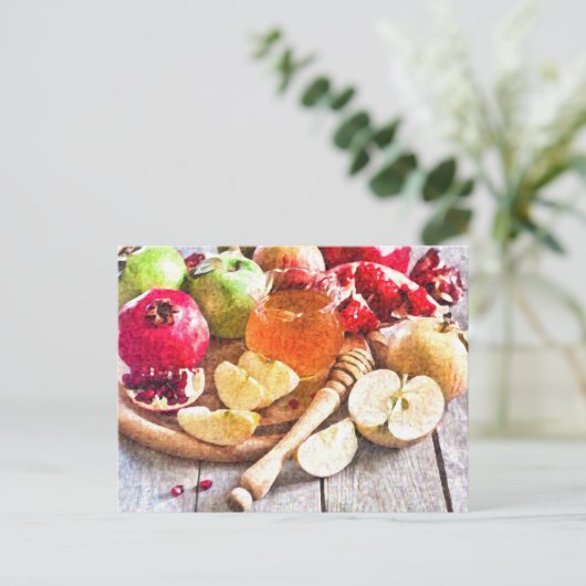 Rosh Hashanah Watercolor Apples and Honey Briefkaart (Staand voorkant)