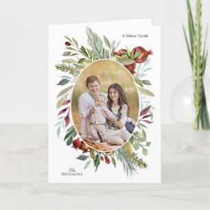 ROSH HASHANAH WATERVERF FOLIAGE FOTO GREETING KAART