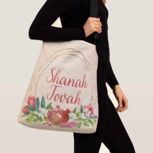 Rosh Hashanah Waterverf Shana Tovah Wishes Crossbody Tas