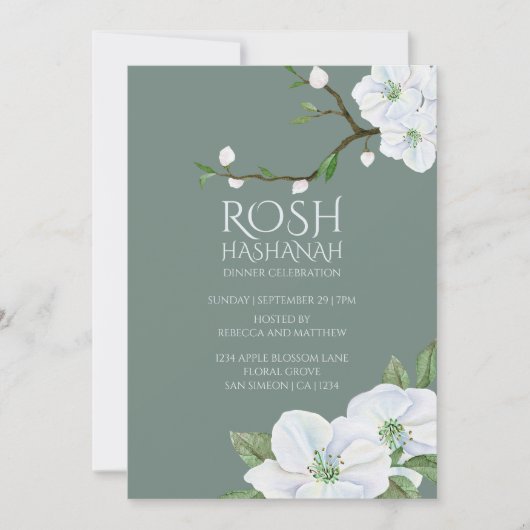 Rosh Hashanah White Apple Blossom Kaart (Voorkant)