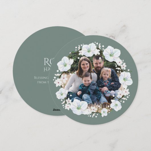 Rosh Hashanah Witte Appelbloesem Foto Feestdagenkaart (Voorkant / Achterkant)