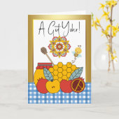 Rosh Hashanah Yiddish A Gut Yohr Kaart (Gele Bloem)