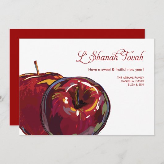 Rosh Hashanah Zoete Appels Plat Kaart (Voorkant / Achterkant)