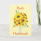 Rosh Hashanah Zoetheid Zonnebloemen in Vaas Feestdagen Kaart (Voorkant)