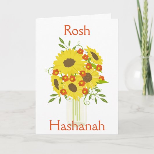 Rosh Hashanah Zonnebloemen  Feestdagen Kaart (Voorkant)
