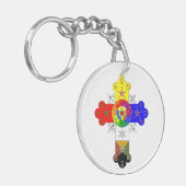 Rosicrucian Roos Cross Lamen Sleutelhanger (Voorkant Links)