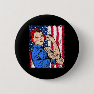 Rosie De Feminist Patriotic Usa Vlag op de vierde  Ronde Button 5,7 Cm