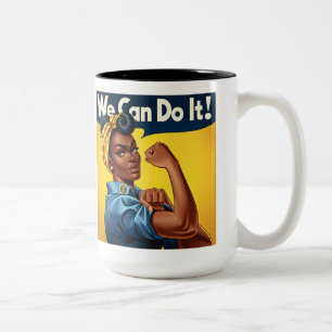 Rosie de Riveter Afro-Amerikaanse Dame Tweekleurige Koffiemok