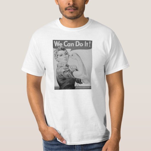 Rosie de Riveter B/W,  WWII-oorlogsinspanning T T-shirt (Voorkant)